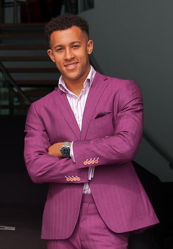 Man wearing lilac tailored suit
